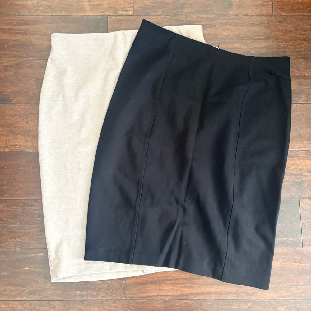 Premise Two-Tone Pencil Skirts in Black and Light Beige